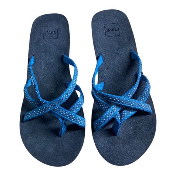 Teva Blue Mandalyn Wedge Sandals - Picture 1 of 5